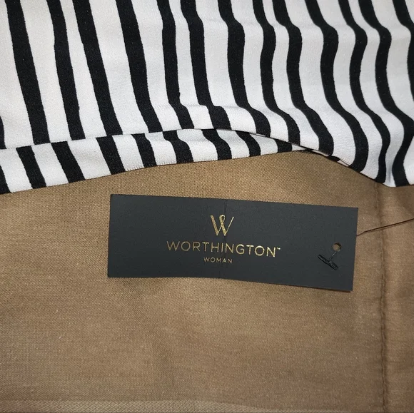 Worthington Black and White Striped Blouse 1X - Picture 2 of 9
